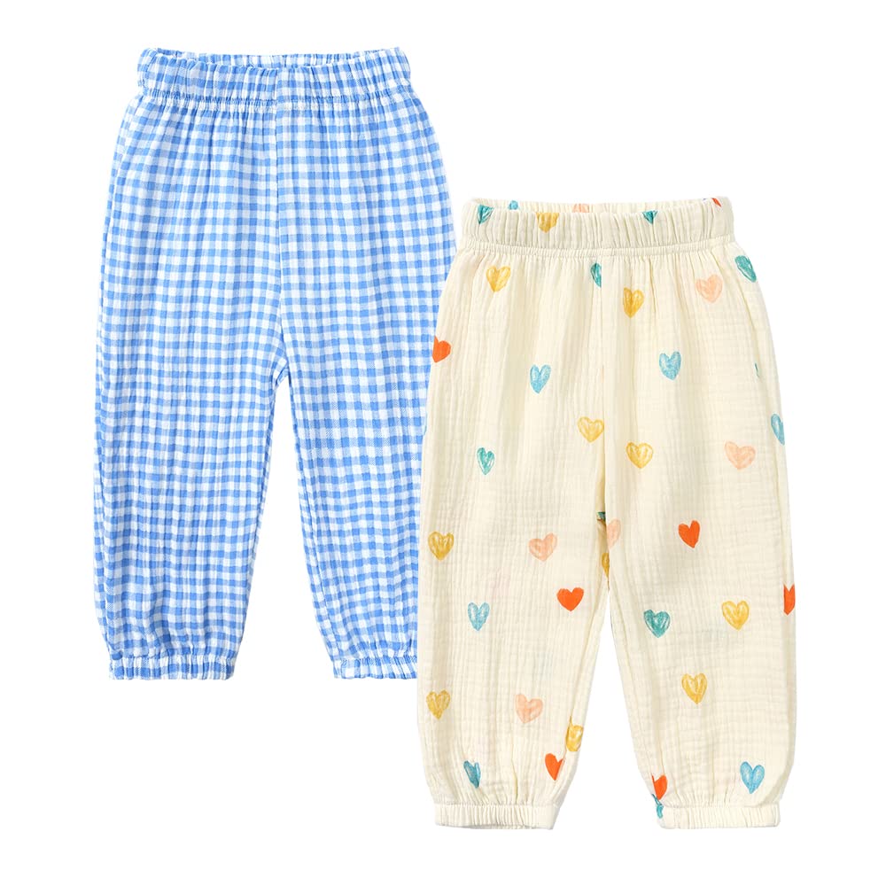 MYGBCPJS Baby Boys Girls 3 Pack Cotton Linen Long Bloomers Ankle Length Trousers Kids Lightweight Elastic Waist Harem Pants