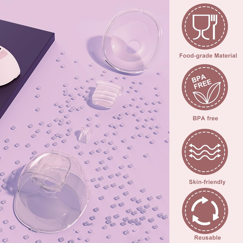Two Full Sets Breast Pump Parts with 24mm Flange Compatible with NCVI/Nuliie/NICEGREEN Life/Zooawa S32 Breast Pump Replacement Parts,S32 Pump Parts,Extra Duckbill Valve&Diaphragm