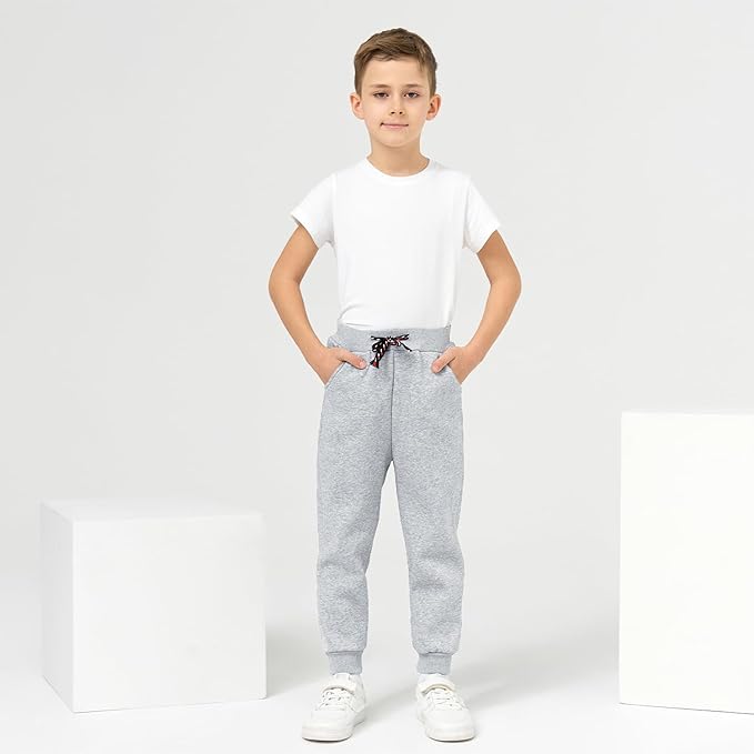 3 Pack Boy's and Girl's Fleece Pull on Jogger Sweatpant with Pockets and Drawstring 2-13 Years