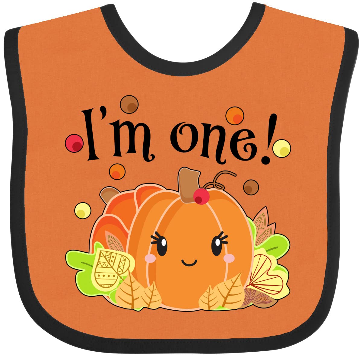 inktastic I'm One- Pumpkin Birthday Autumn Baby Bib Heather and White 331b5