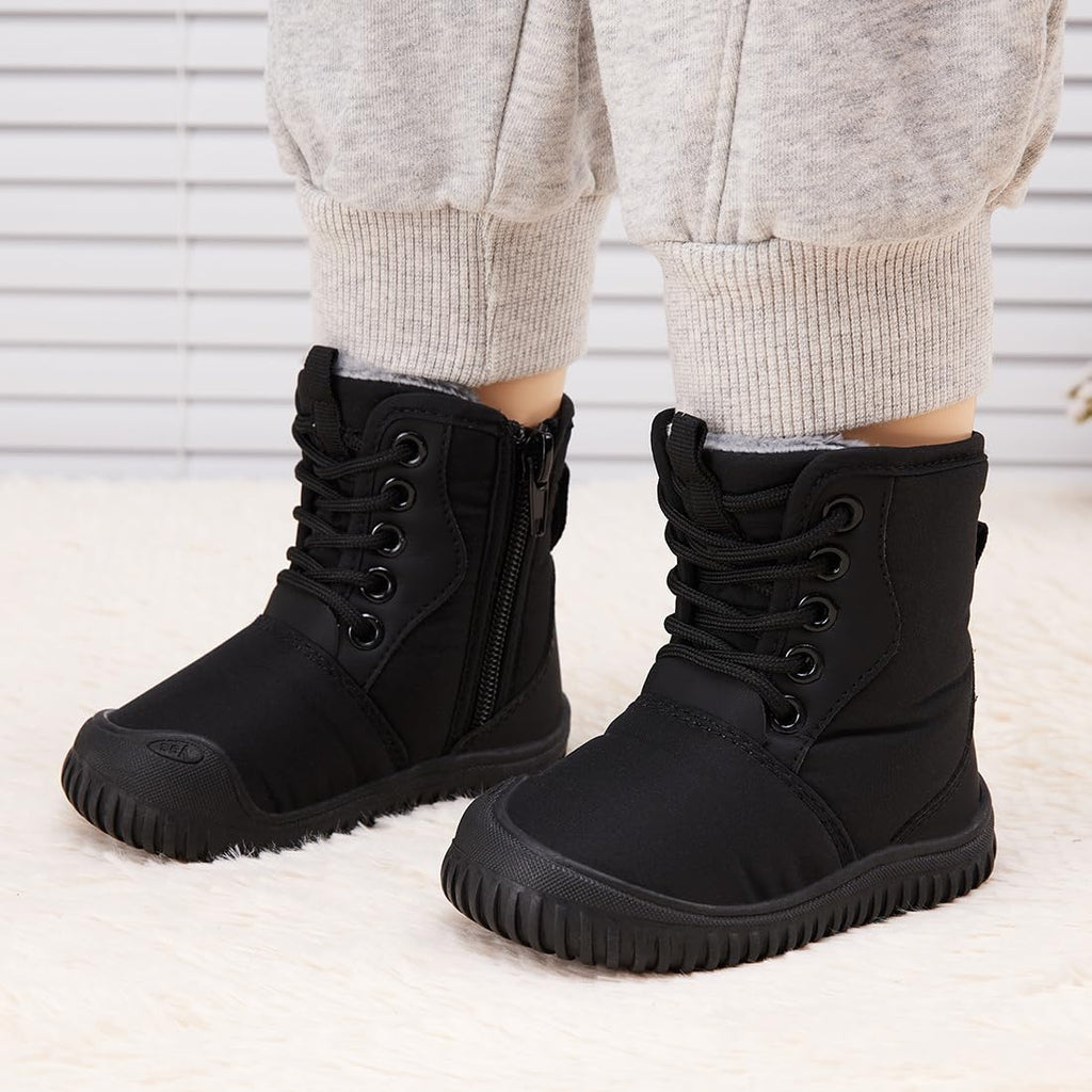 BMCiTYBM Toddler Baby Snow Winter Boots Boys Girls Shoes Warm Zipper Non Slip First Walking Infant 2 2.5 3 3.5 Years Black Size 9 Toddler
