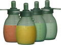haakaa Silicone Hippo Pouch – Reusable Pouches for Toddlers, Reusable Baby Food Pouches with Wide Neck for Easy Fill & Clean, Perfect for Purees & Smoothies, 9oz, 4 Pack, (Pea Green)