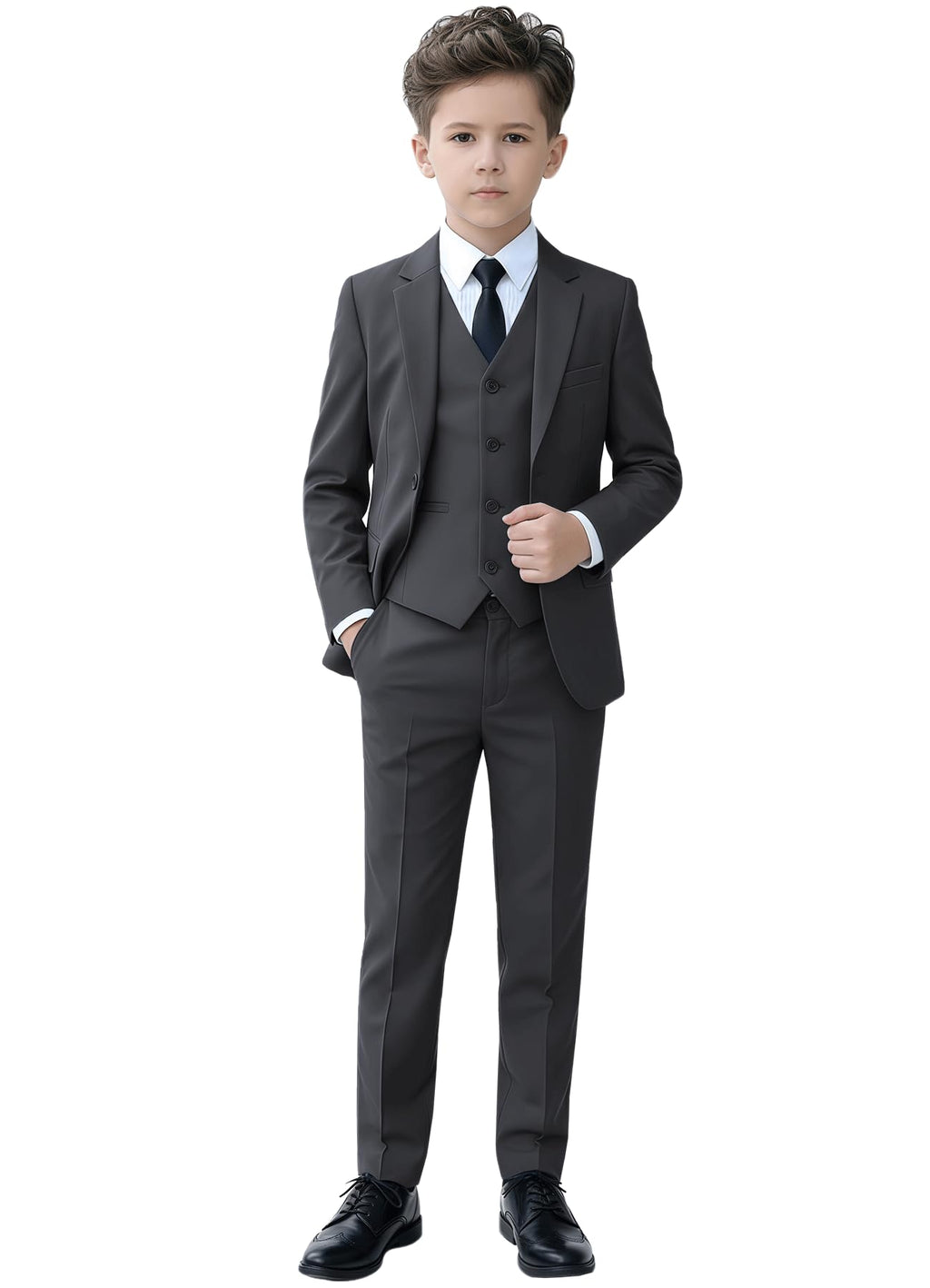 YuanLu Kids Suit for Boys Dark Gray Slim Fit Outfit Big Boys Tuxedo Size 12