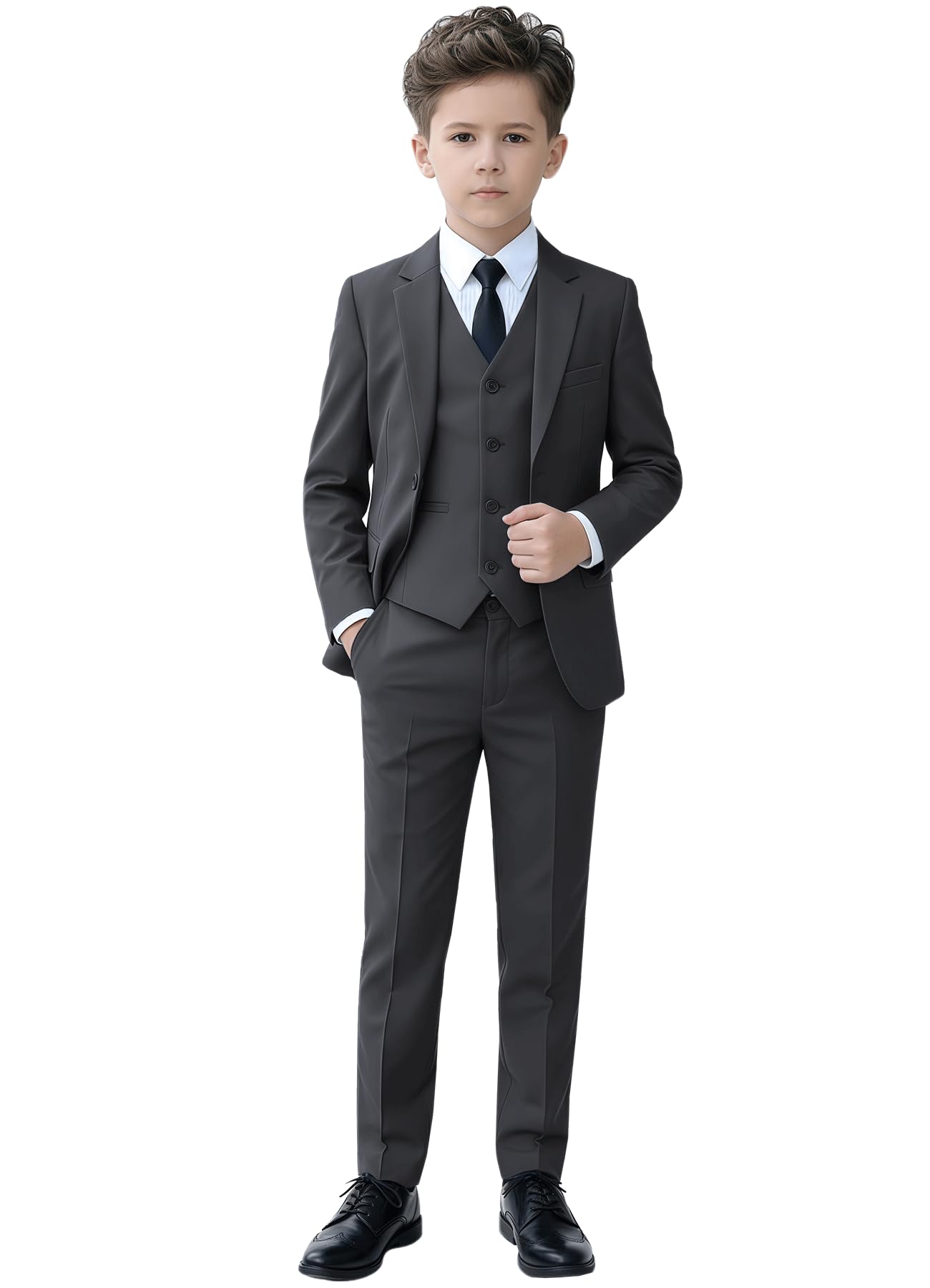 YuanLu Kids Suit for Boys Dark Gray Slim Fit Outfit Big Boys Tuxedo Size 12