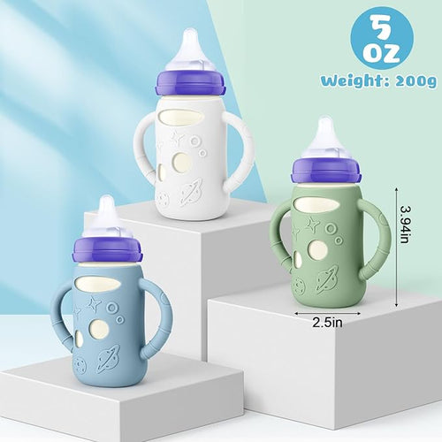 3 Pack Silicone Sleeves for Lansinoh Glass Bottles 5 OZ - Anti Breakage