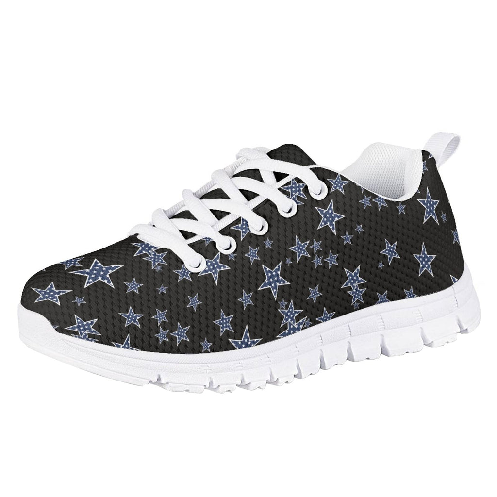 MARSVOVO Toddler Girl Slip On Sneakers Flexible Lightweight Breathable Athletic Girl Running Shoes Casual Comfortable Resistant Play Sport Walking Shoes Blue Stars Black Printed Size 2 US