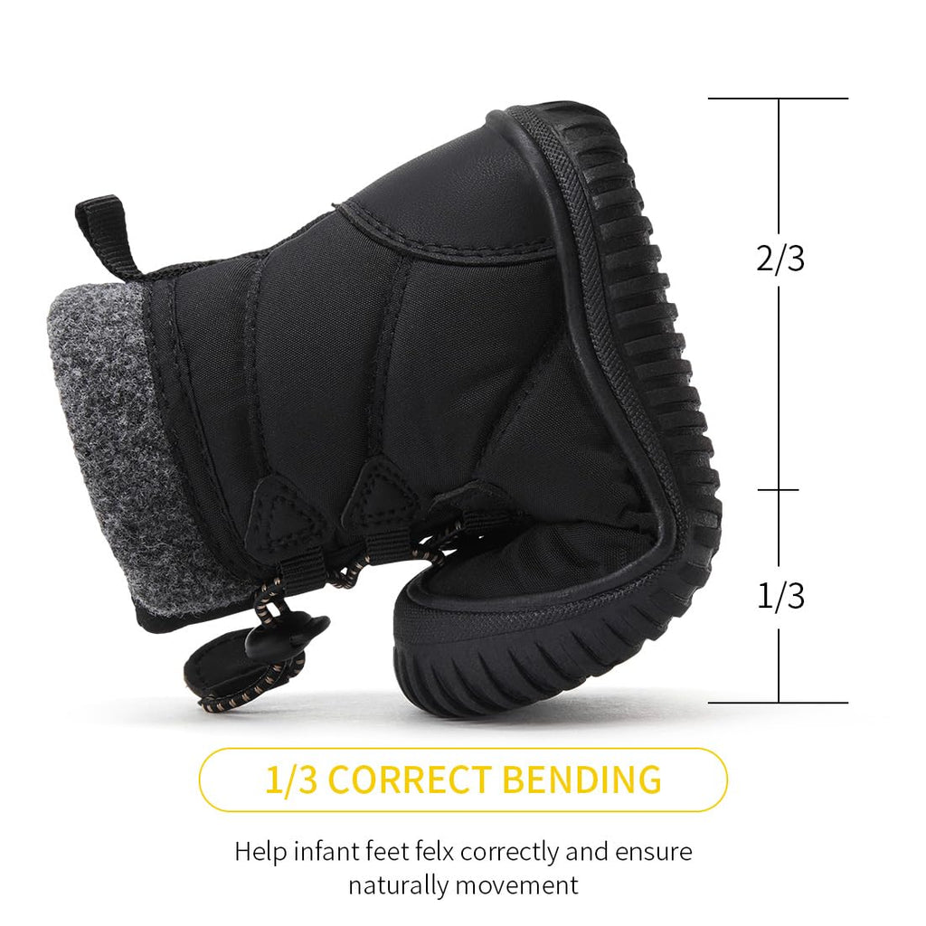 BMCiTYBM Toddler Baby Snow Winter Boots Shoes Boys Girls Cold Weather Baby Faux Fur Shoes 3-3.5 Years Black Size 9 Toddler