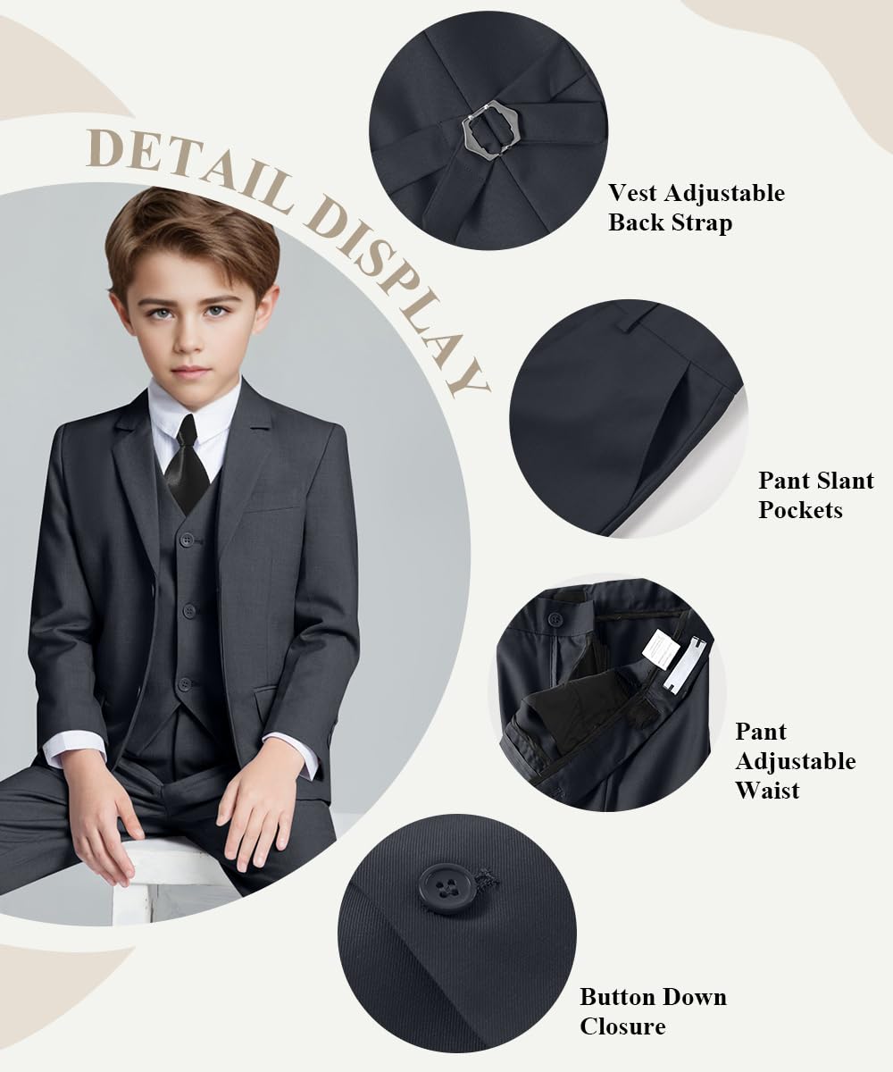 Kids Suit for Boys Wedding Ring Bearer Outfit Boy Formal Suits Gray Size 20