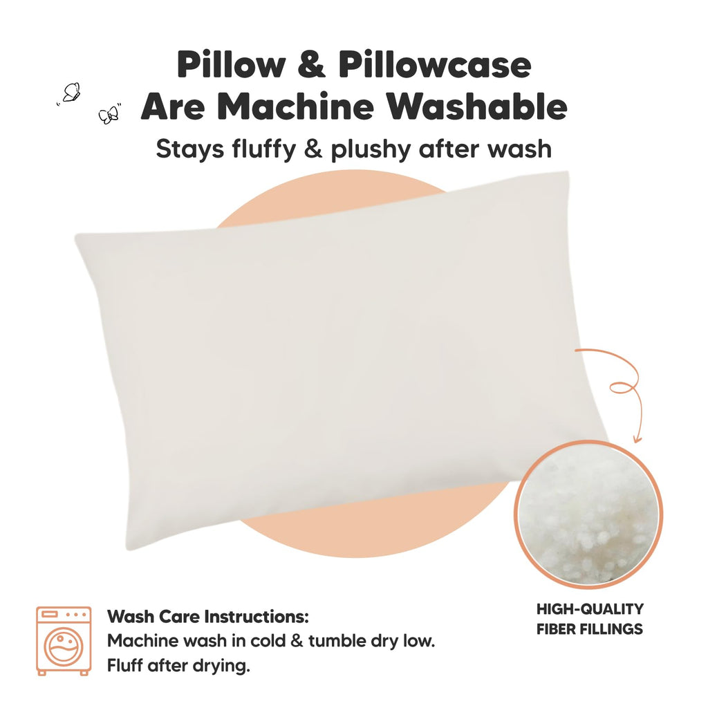 Toddler Pillow with Pillowcase, 13x18 My Little Dreamy Pillow (Clay)