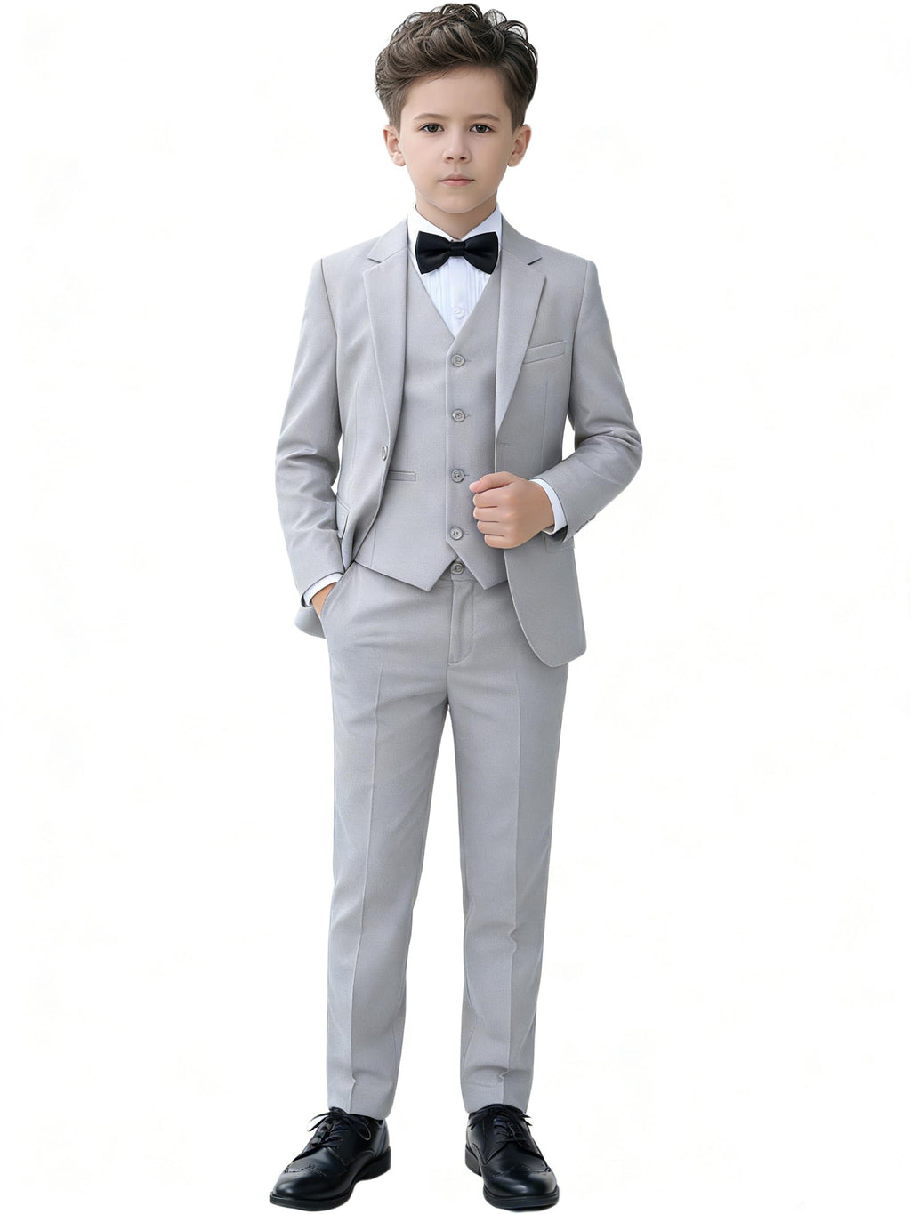 YuanLu Big Boys Slim Fit Tuxedo Easter Dress Outfit Kids Grey Suits Size 16