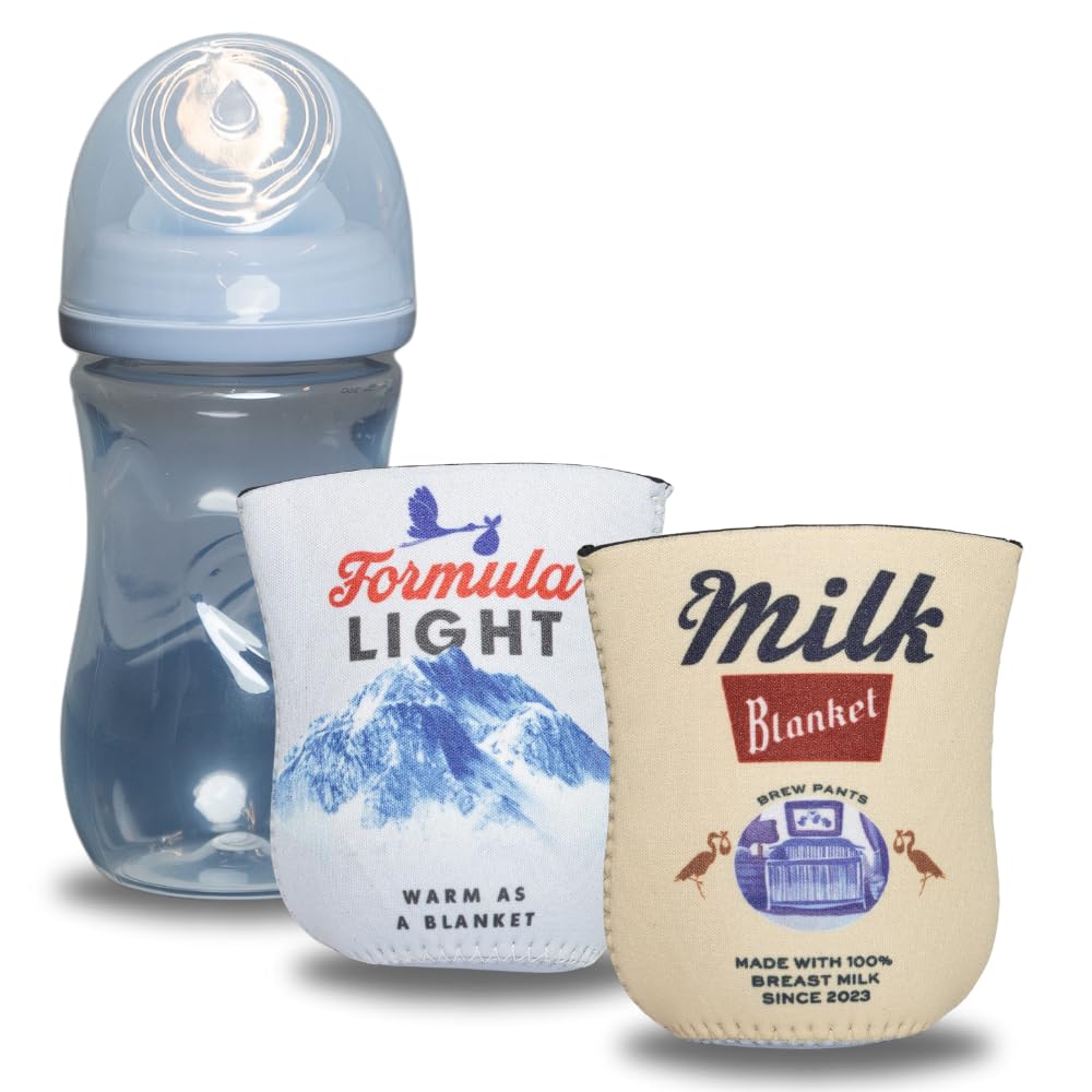 Brew Pants American Beer Themed Coozies for Baby Bottles - Funny Gift for New Parents & Baby Showers - (2 Premium Designed Neoprene Coozies + BPA/Lead/Phthalate Free Bottle Included) (Design 3)