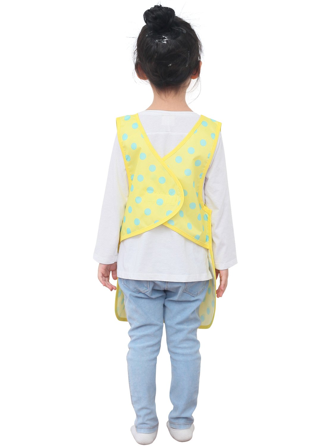 Plie Kids Painting Apron – Waterproof Art Smock for Toddlers & Preschoolers, Messy Play, Baking, Crafts, Cooking, Sensory Activities, Mealtime (Ages 1–10), Yellow Dot (01-L)