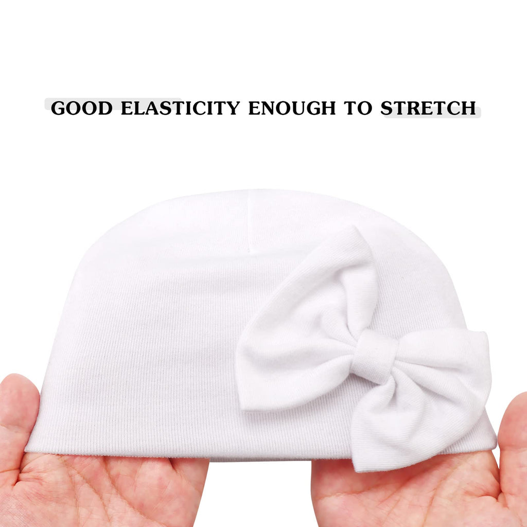 BQUBO Newborn Baby Girls Hats Mittens Set Hospital Hat Beanie Infant Bow Hats Baby Cotton Gloves No Scratch Mittens for 0-6 Months