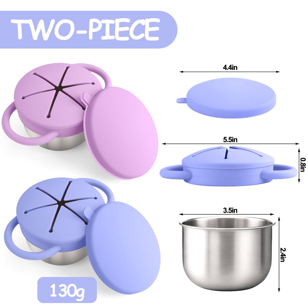 Mity rain 2PCS Stainless Steel Snack Containers for Toddlers