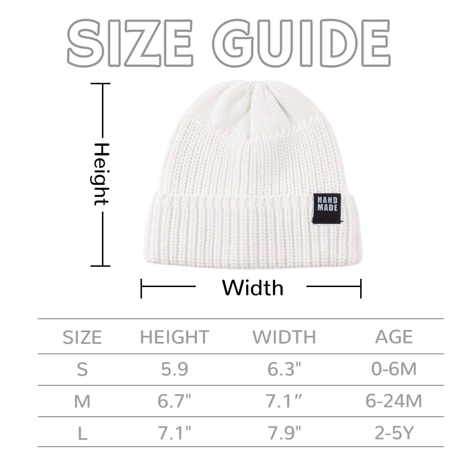 JANGANNSA Simple Knitted Baby Beanie Hip-Hop Boys Winter Hat Toddler Kids Bonnet for Girls 0-5Y (Black+Light Gray+White,M)