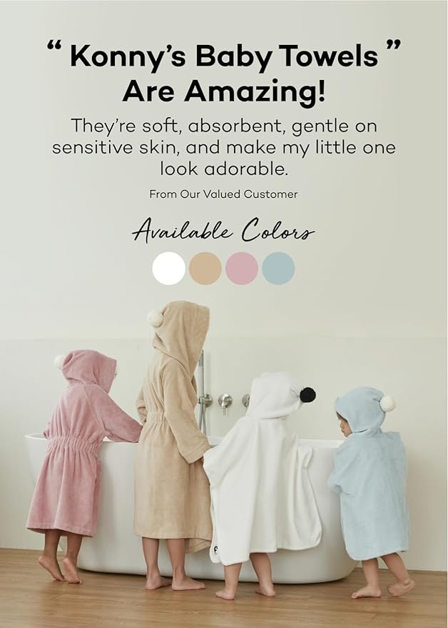Konny Baby Hooded Towel Rayon from Bamboo Cotton Baby Bath Beach Towel Hooded Poncho, Oeko-TEX, Ultra Soft & Quick-Dry, Newborn Boys Girls Toddler (Beige, Small)