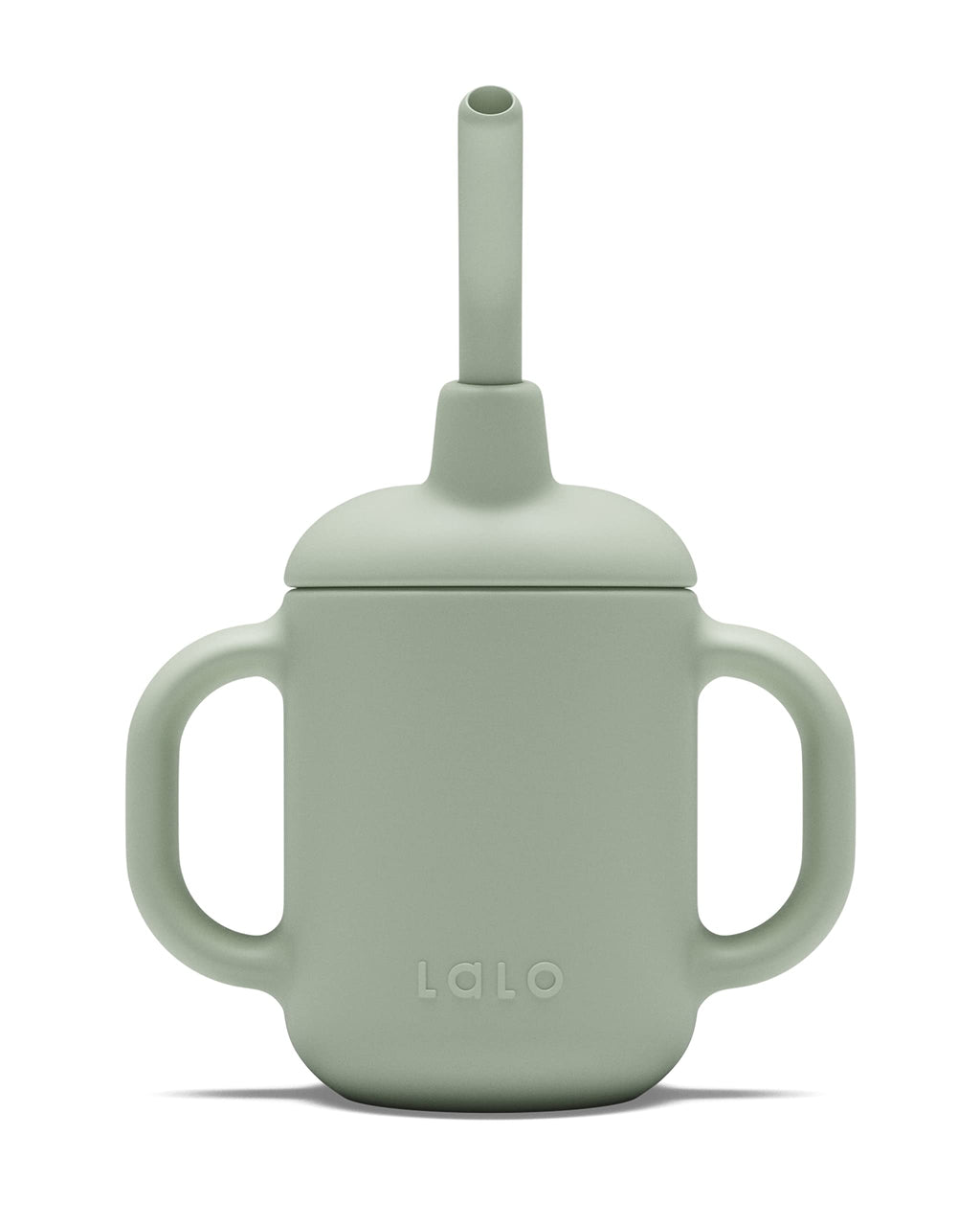 Lalo Little Cup, Non-Toxic Silicone Straw Cup with Handles - Baby and Toddler Sippy Cup - Mini Cup and Straw Training System, 4oz, Sage