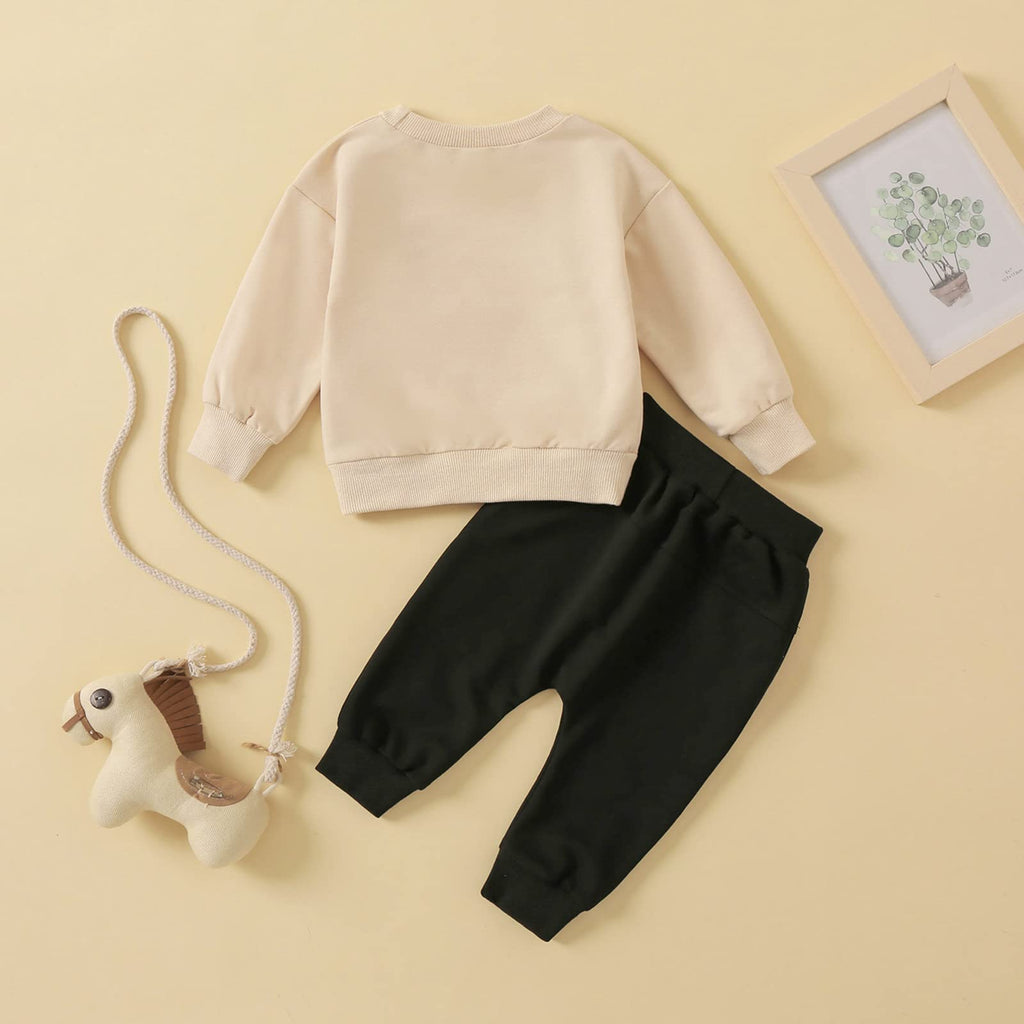 MA&BABY Toddler Baby Boy Clothes Solid Color Sweatshirt Jogger Pants Set