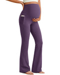 G4Free Pregnancy Pants Maternity Workout Over the Belly,Grape Purple,M,Tall