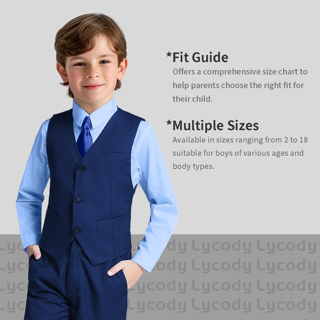 Boys Suit Set for Kids Formal Tuxedo Suits for Wedding, Deep Blue, 3T