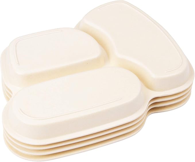 Kids Plates - 3-Piece Bamboo Toddler Plates Dinnerware Set - Divided Plate, Baby Spoon & Fork - Teaches Portion Control