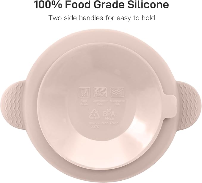 3 Pack Baby Bowls with Suction and 3 Pack Baby Spoons, BPA Free, Silicone Baby Feeding Set for Babies Toddler Kids, Microwave and Dishwasher Safe