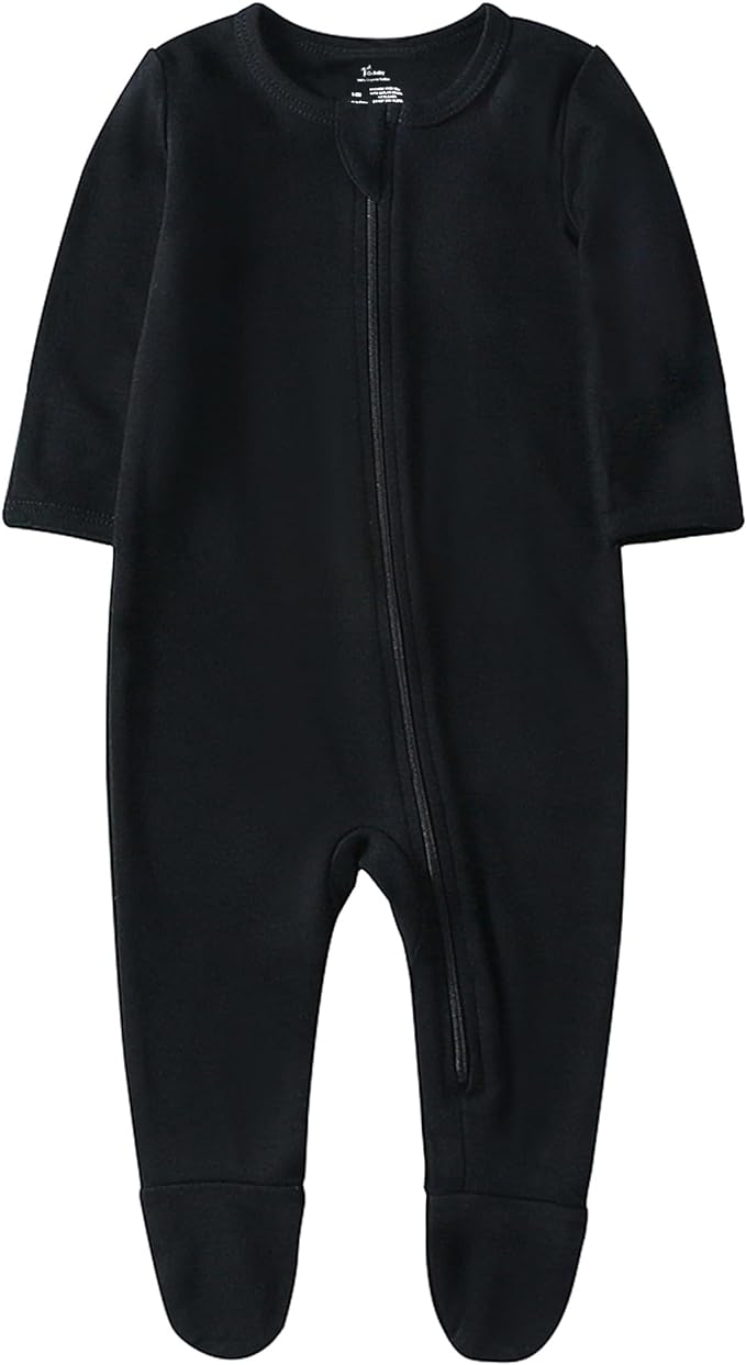O2 BABY Baby Boys Girls Organic Cotton Zip-Front Sleeper Pajamas, Footed Sleep 'n Play