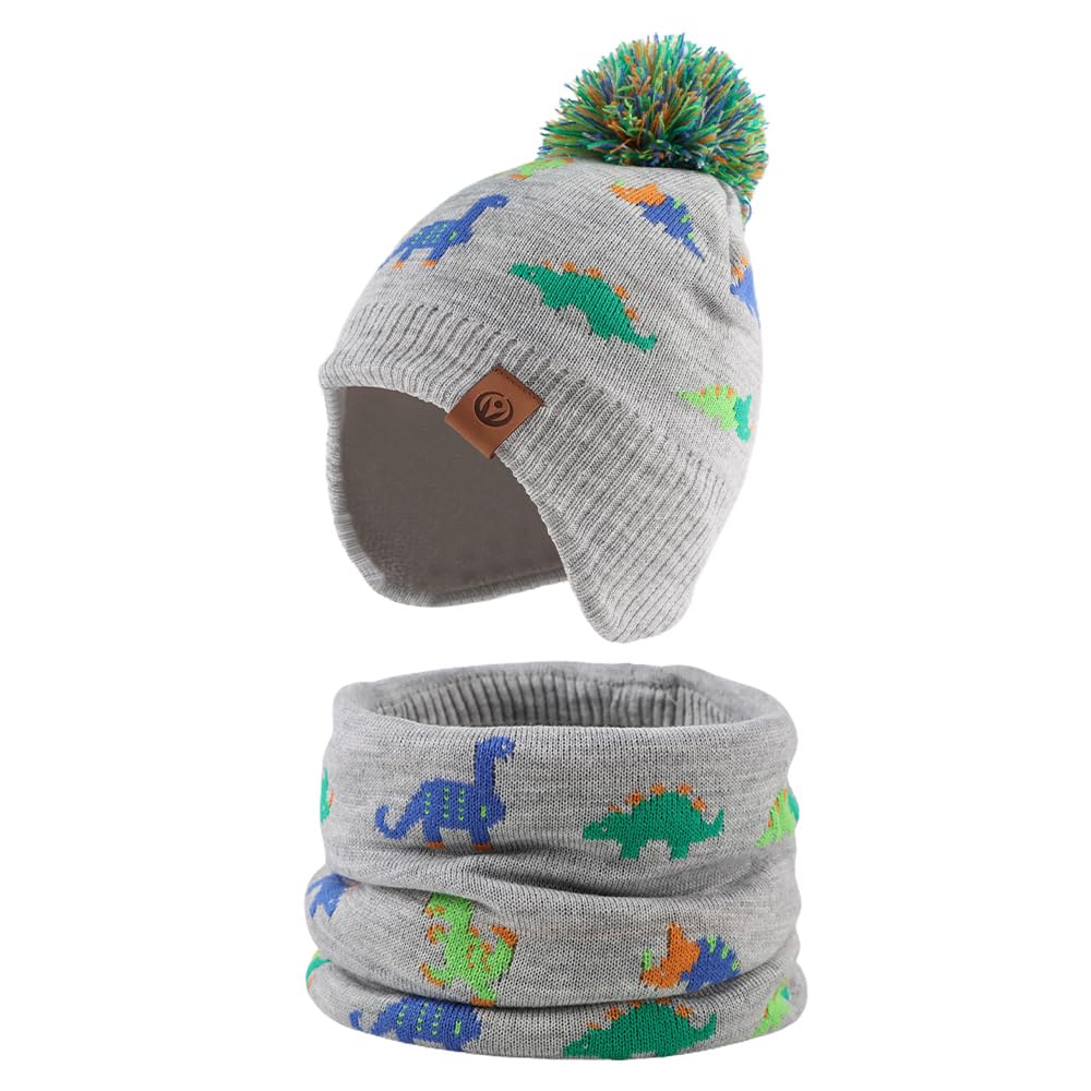 JANGANNSA Knitted Baby Hat Scarf Winter Warm Boy Girl Beanie Fleece Lining
