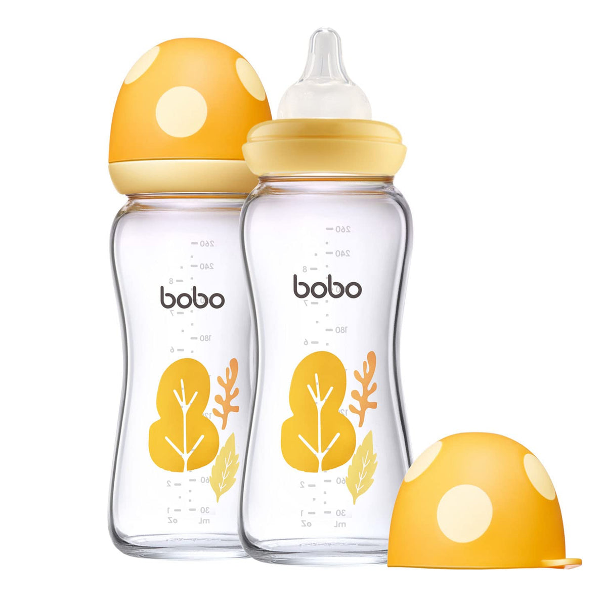 YOHKOH Natural Glass Baby Bottles, 8.8oz Red-A 4‑Pack