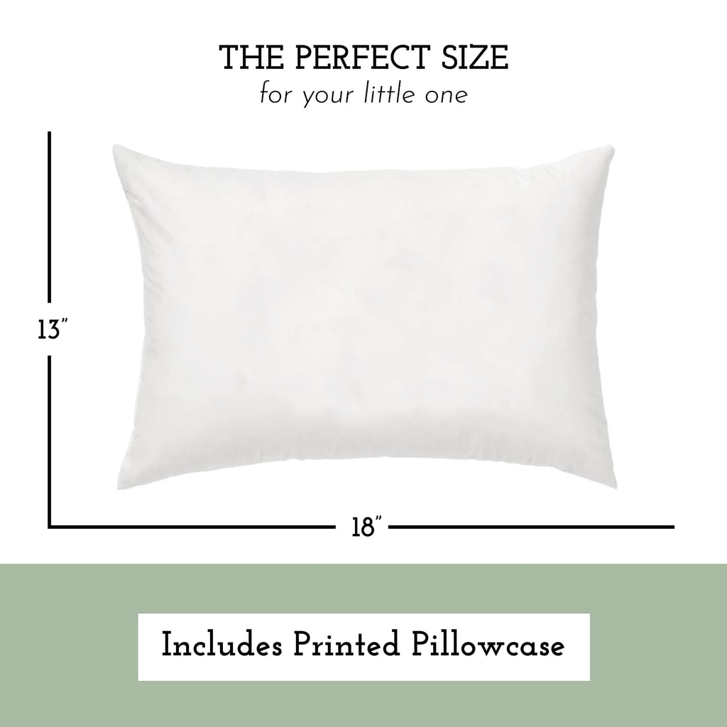 Little Sleepy Head Toddler Pillow with Cotton Pillowcase – 13x18 Kids Pillow for Ages 2–5 – Soft Hypoallergenic Toddler Bed Pillow for Travel, Daycare & Preschool – Envelope Pillowcase (Sage)
