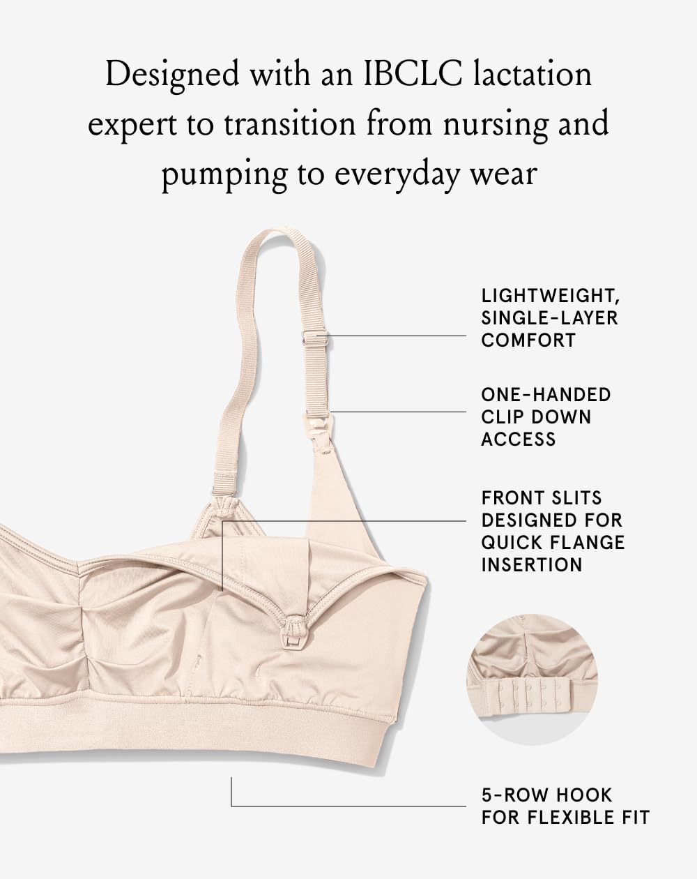 Bodily Do Anything Nursing Bra for Breastfeeding & Hands-Free Pumping, M