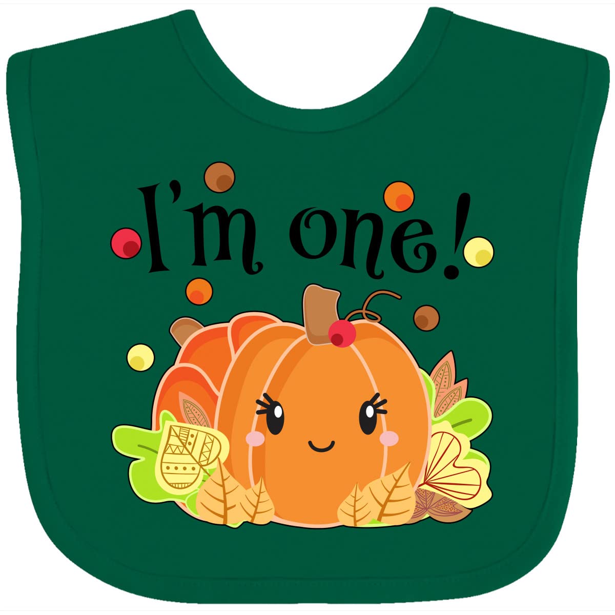 inktastic I'm One- Pumpkin Birthday Autumn Baby Bib Heather and White 331b5