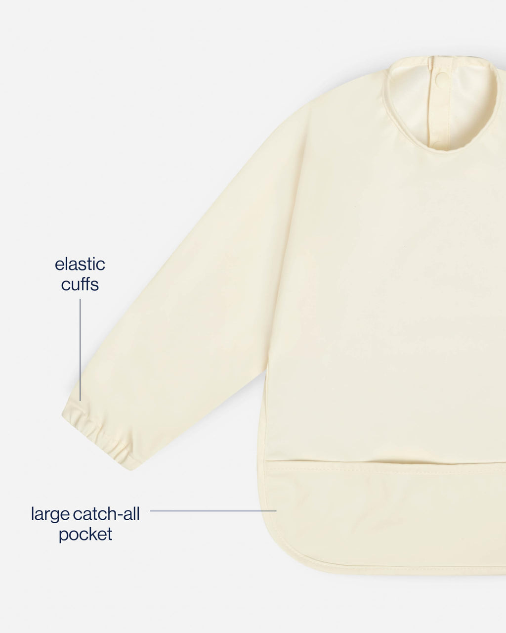 Lalo Smock Bib - Long Sleeve Bib for Infants and Toddlers - Elastic Cuffs, Large Catch-All Pocket, Waterproof Recycled Polyester - Easy to Clean for Mealtime and Art Time - Oatmeal Infant