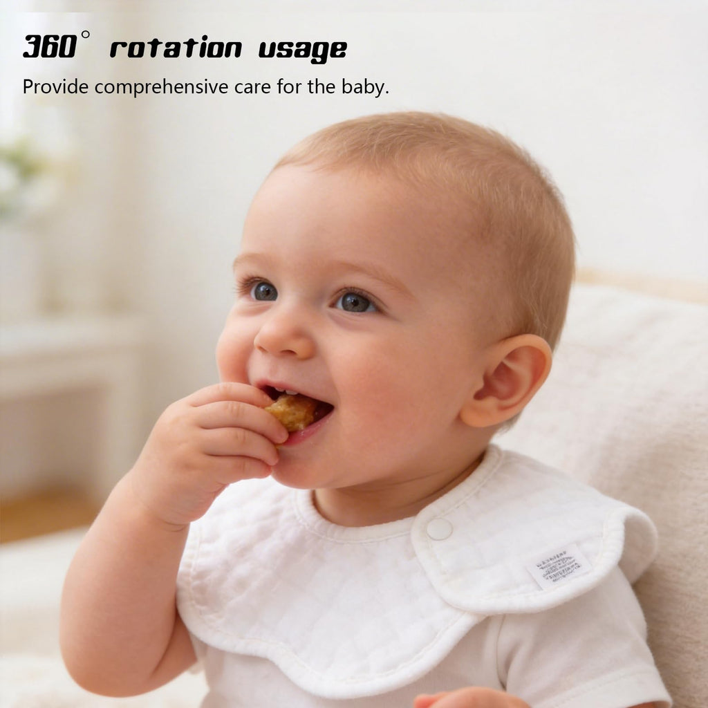 DOSMINE Organic Cotton Muslin Baby Bibs 8-Layer Drool Bibs