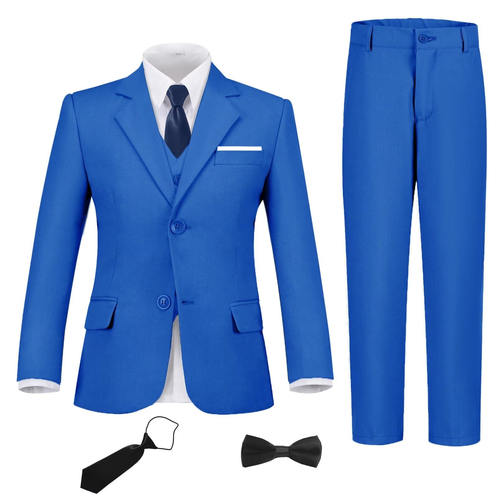 Boy's 6 Piece Suit Classic Fit Suit Set Tuxedo Boy Outfit Royal Blue 16