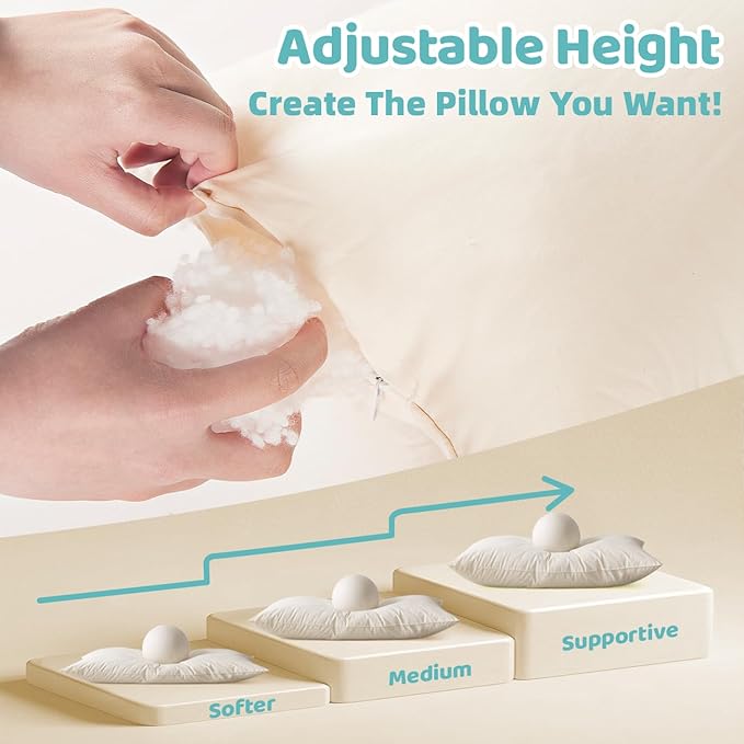 LOFE Organic Toddler Pillow with Pillowcase - 13x18 Toddler Pillow with 100% Organic Cotton Shell, Adjustable Loft Organic Kid Plilow, Machine Washable, Soft, Perfect for Kids&Toddler&Children
