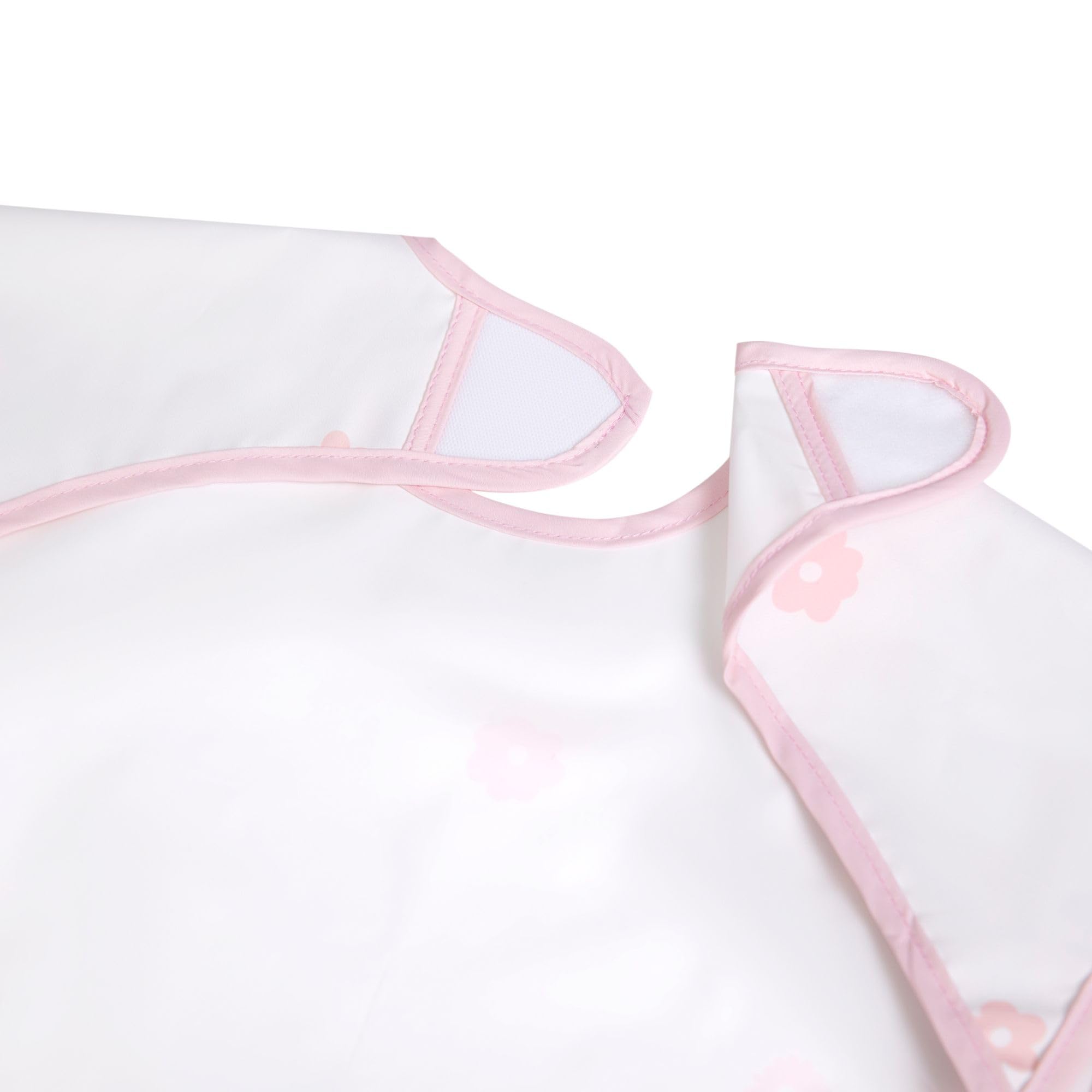 Ali+Oli Smock Bib for Baby (1-pc) Short Sleeve (Pink Flowers) BPA-Free Oeko-Tex Certified, Mess Proof Baby Bib for Eating, Waterproof Baby Smock, Machine Washable, Toddlers Ages 6m+