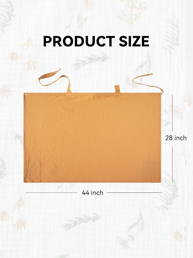 TILLYOU Muslin Nursing Cover for Baby Breastfeeding, 100% Cotton Breathable with Arch Neckline for Women, Orange