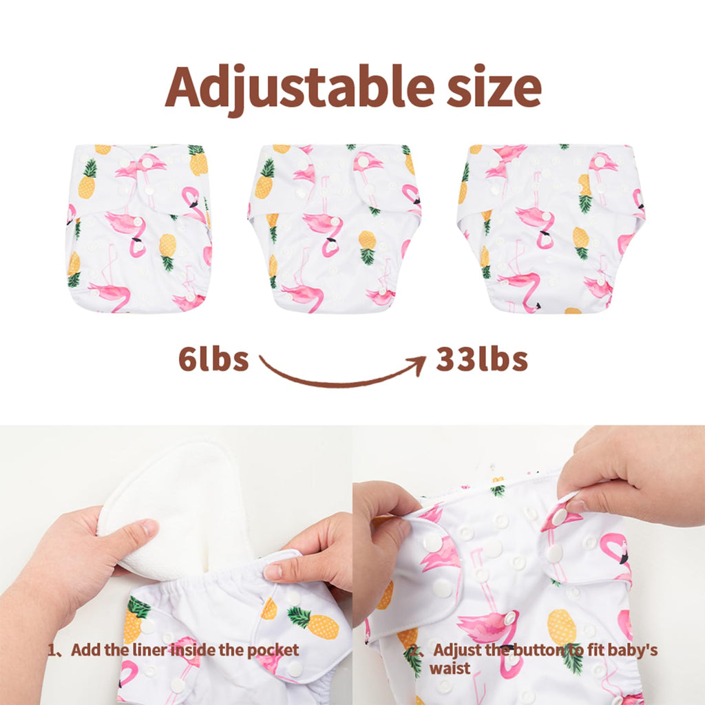 HappyFlute 9 Sets Newborn Baby Cloth Pocket Diapers Adjustable Reusable