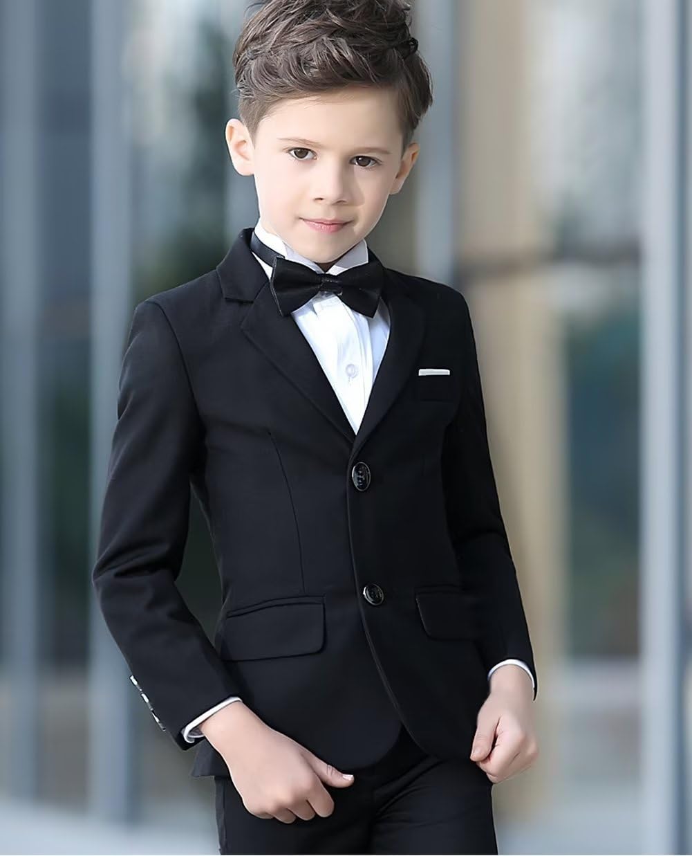 YuanLu Kids Suits for Boys Formal Slim Fit Tuxedo Black Youth Suits Size 14