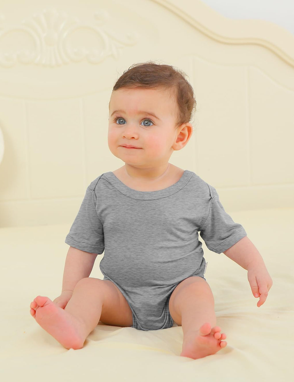 Jimonda Baby Bodysuits Rayon from Bamboo Short Sleeve Baby Boys Girls Rompers Soft Outfits Newborn Clothes (Sakura pollen&Rosered,18-24 Months)