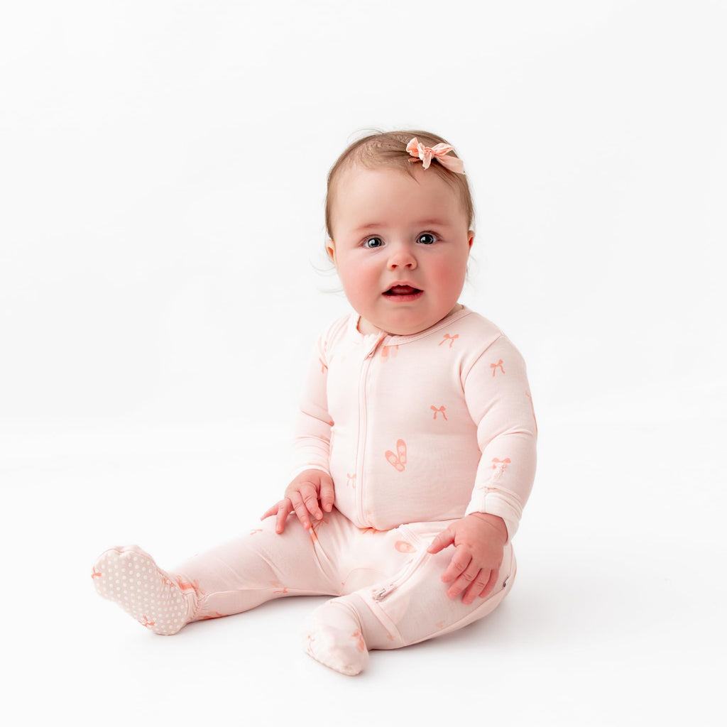 Bamboo Little Soft Baby Footie Pajamas, Baby Clothes, Newborn Sleepers, 95% Viscose and 5% Spandex, Ballerina, 0-3 Months