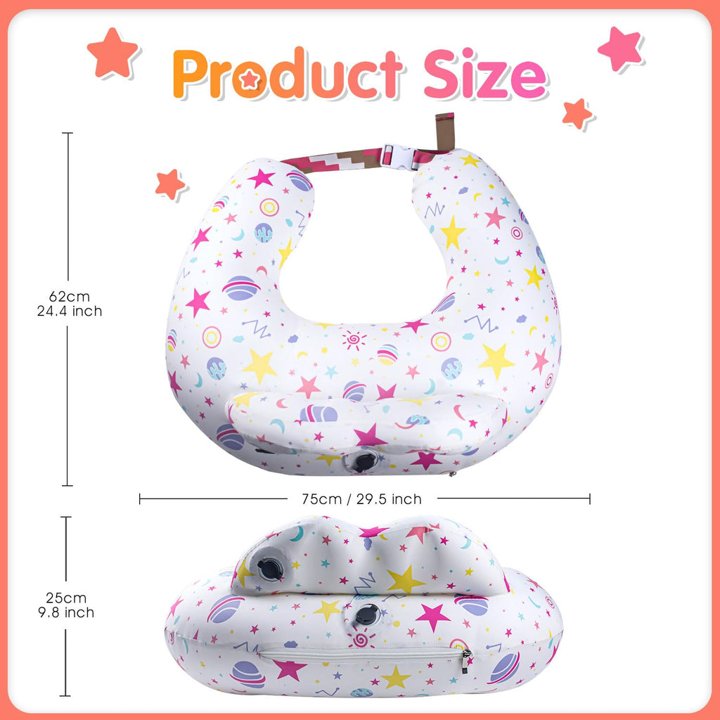 Inflatable Nursing Pillow for Breastfeeding – Travel Baby Feeding Cushion for Mom Support, Adjustable Waist Strap, Removable 100% Cotton Cover – Portable Newborn Essentials