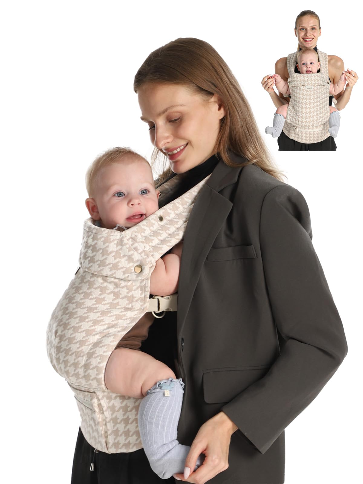 GROWNSY Baby Carrier Infant with Head Support, Black Flow Stripe