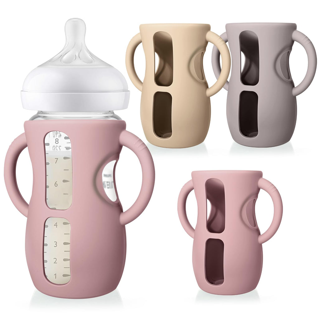Juome Silicone Sleeves with Handle for Avent Natural Glass Baby Bottles 8oz