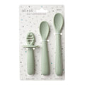 Ali+Oli (3pc) Silicone Spoon Set for Baby (Pine) Unbreakable Baby Spoons, Self Feeding Utensils, Multi-stage Design, Ergonomic Handle