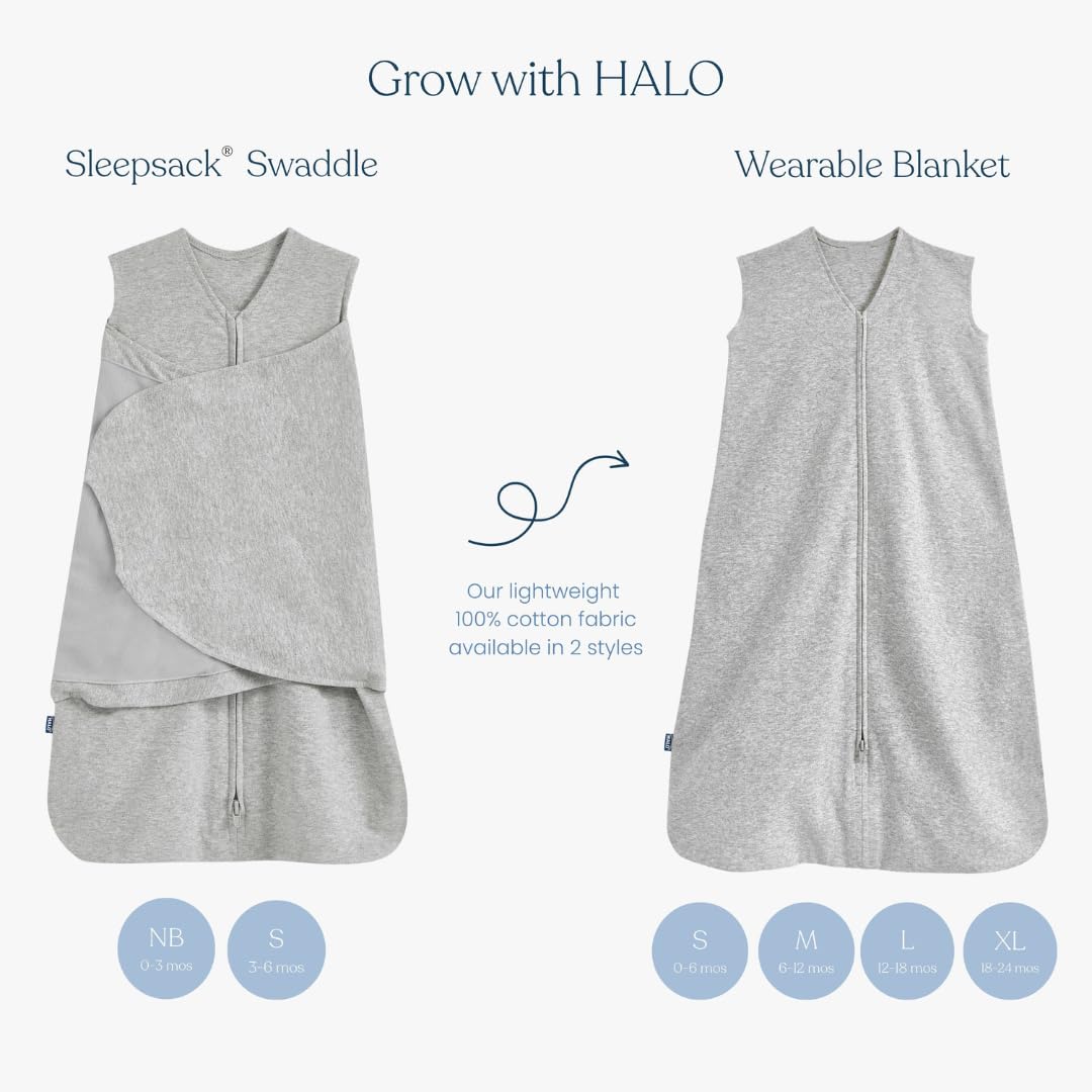 HALO 100% Cotton Sleepsack Swaddle, 3-Way Adjustable Wearable Blanket, TOG 1.5, Forest Friends, Newborn, 0-3 Months