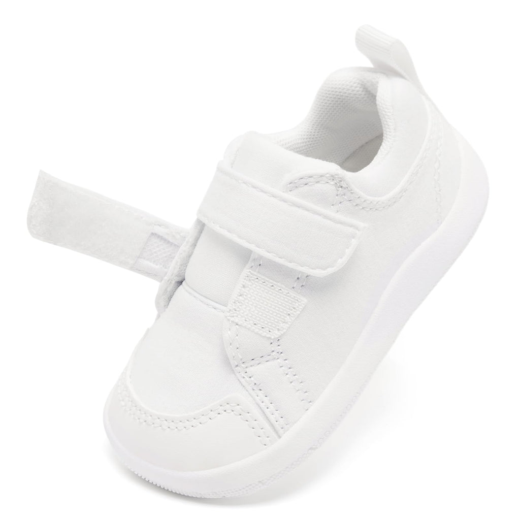 MORENDL Toddler Shoes Baby Wide Toe Box Barefoot Shoes Boy Girl Walking Shoes Non-Slip Minimalist Sneakers Comfort Zero Drop Tennis Outdoor Activities White Size 10.5