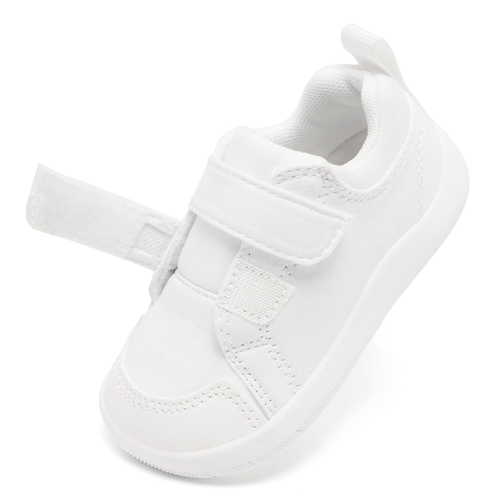 MORENDL Toddler Shoes Baby Wide Toe Box Barefoot Shoes Boy Girl Walking Shoes Non-Slip Minimalist Sneakers Comfort Zero Drop Tennis Outdoor Activities White Size 10.5