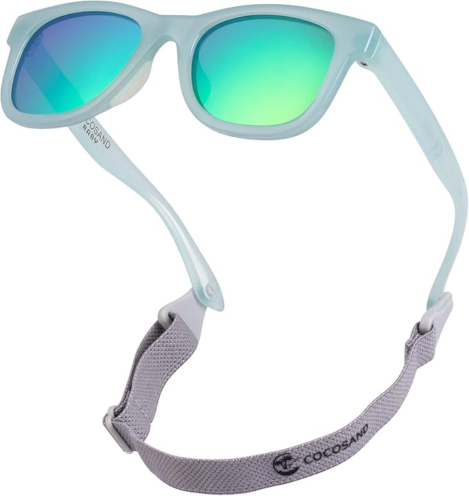 COCOSAND Flexible Baby Sunglasses with Strap Polarized UV Protection for Toddler Infant Newborn Boy Girl Age 0-24 Months